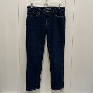 Lands’ End Petites Women's Mid-Rise Straight Leg Jeans.